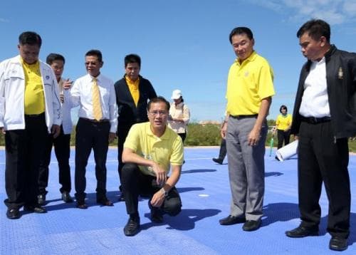 นายวีระศักดิ์ โควสุรัตน์ (รมว.กก.) ลงพื้นที่ตรวจสอบความคืบหน้า ปัญหา อุปสรรคในการดำเนินการโครงการก่อสร้างสนามกีฬาจังหวัดสมุทรปราการ