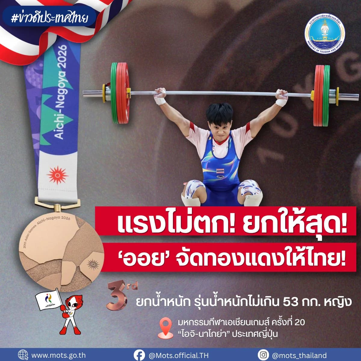 🇹🇭❤️‍🔥 แรงไม่ตก! ยกให้สุด! ‘ออย’ จัดทองแดงให้ไทย! 🥉
