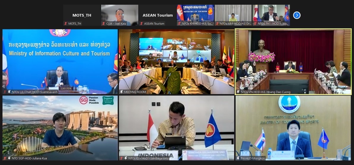 การประชุมข้ามสาขารัฐมนตรีท่องเที่ยวอาเซียนและรัฐมนตรีขนส่งอาเซียน ผ่านระบบการประชุมทางไกล